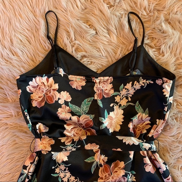 A New Day Black Floral Satin Dress size Sm - Picture 3 of 7